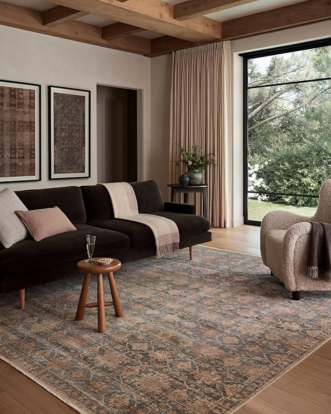 Loloi Amber Lewis Molly Collection MOL-03 Ocean/Sunset 5'-3" x 7'-9" Low Pile Area Rug | Amazon (US)
