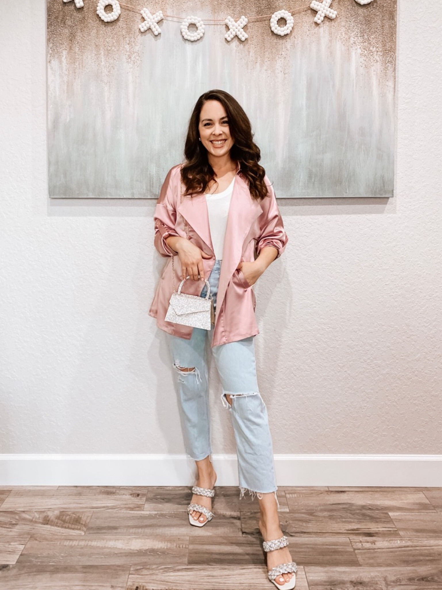 Valentine’s outfit inspo. Amazon pink satin blazer. Sparkle heels. Sparkle sandals. 

#LTKshoecrush #LTKunder50 #LTKstyletip