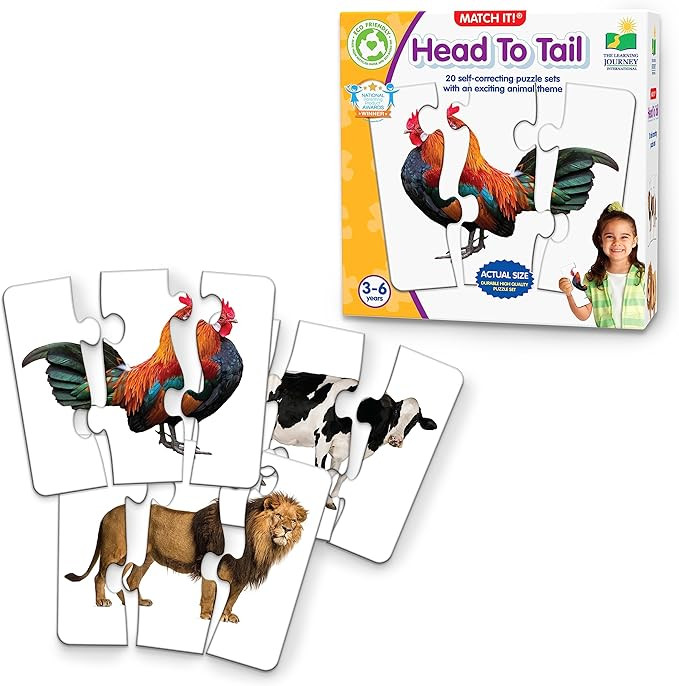 The Learning Journey: Match It! Head to Tail - 20 Self-Correcting Animal-Themed Puzzle Sets - Mat... | Amazon (US)