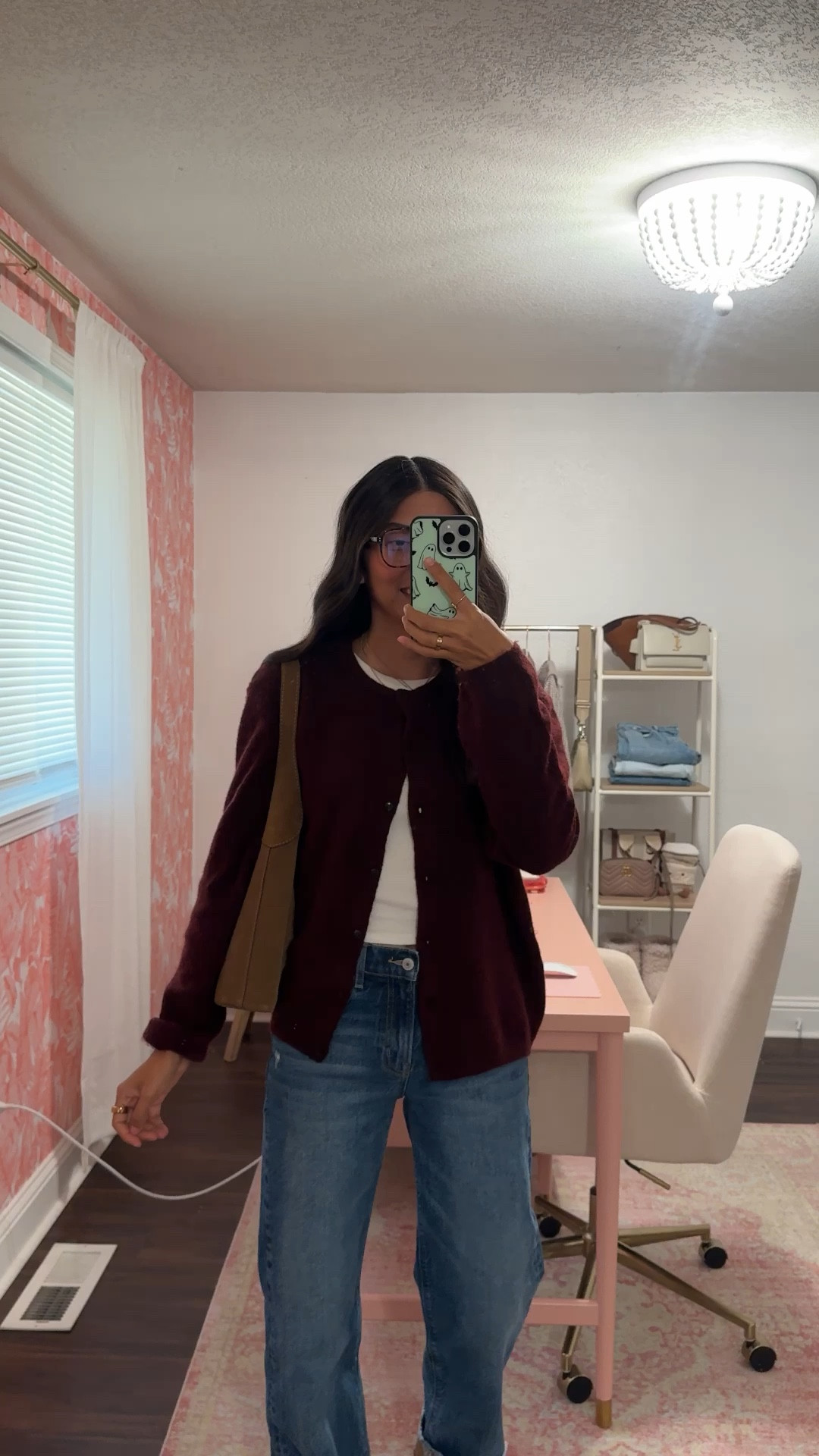 early fall outfits, jeans, cardigan, glasses, Birkenstocks, coach bag

#LTKStyleTip