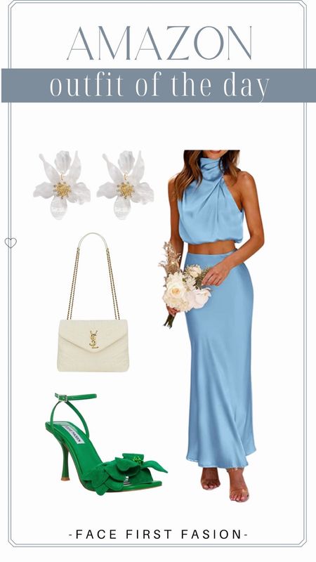 This look is SO gorgeous with this color combo. I have worn it and it’s amazing! So many compliments on the shoes of course. Wedding, date night, event. Anything! #weddingguest #amazon #satinskirt #set 

#LTKwedding #LTKunder50 #LTKstyletip