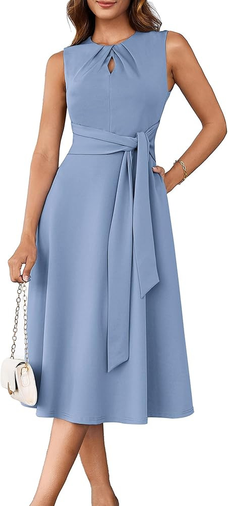 GRACE KARIN Women 2025 Business Casual Work Dress Sleeveless Tie Waist Elegant Party Cocktail A L... | Amazon (US)