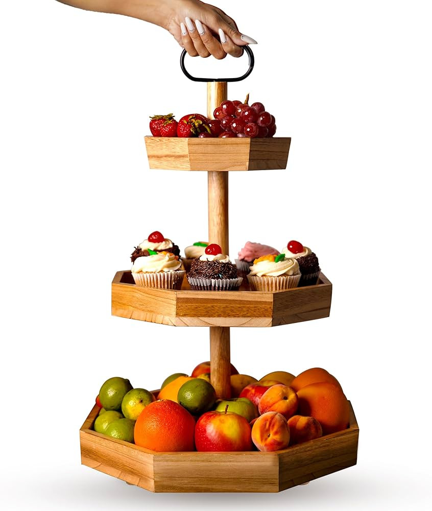 3 Tier Cupcake Stand - Durable Wooden Cupcake Stand, Versatile Tiered Tray Stand, Aesthetic Rusti... | Amazon (US)