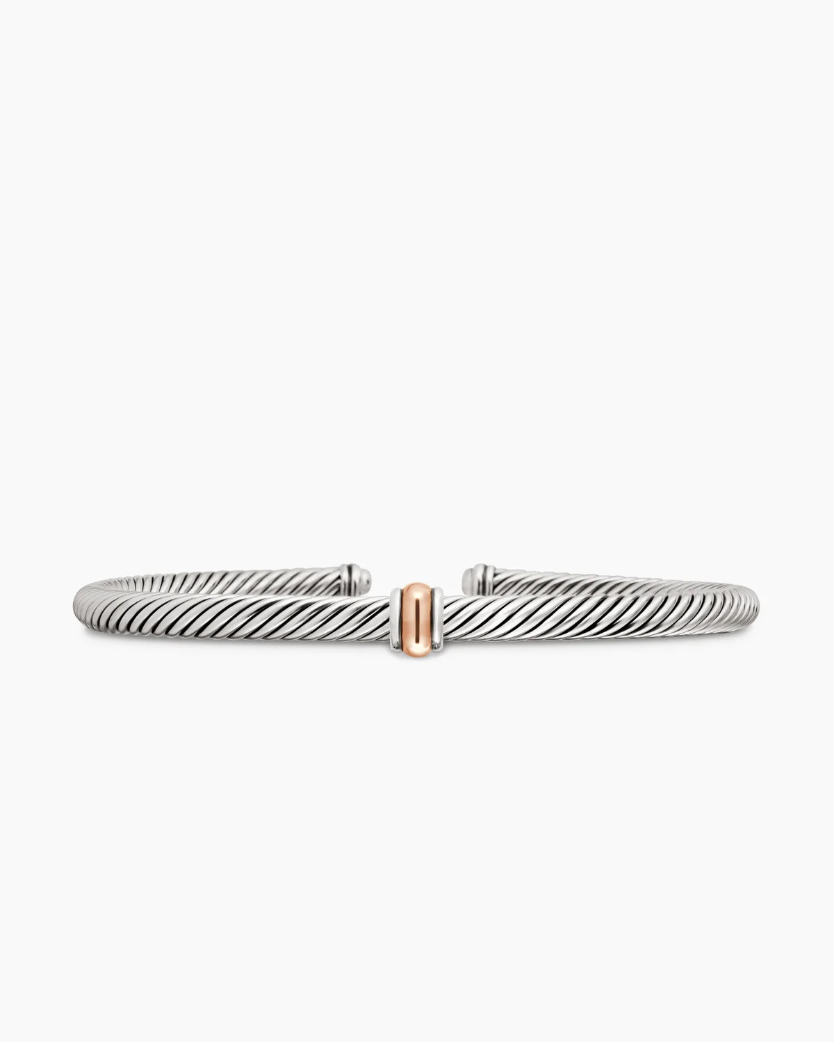 David Yurman | Classic Cable Station Bracelet in Sterling Silver with 18K Rose Gold, 4mm | David Yurman