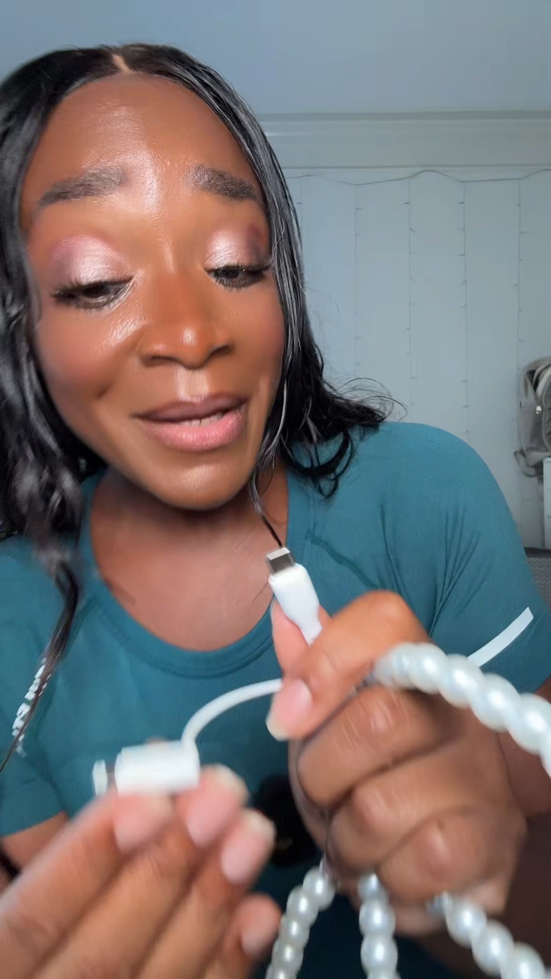 Y’all keep stealing my chargers… NOT TODAY 😤✨ My pearl charger is extra, cute, and 100% mine. #HandsOff #PearlCharger #TikTokShopFinds #MomLife #GadgetGoals #ChargedUp #NoCap #LifeUpgrade #ExtraButCute #MomWin