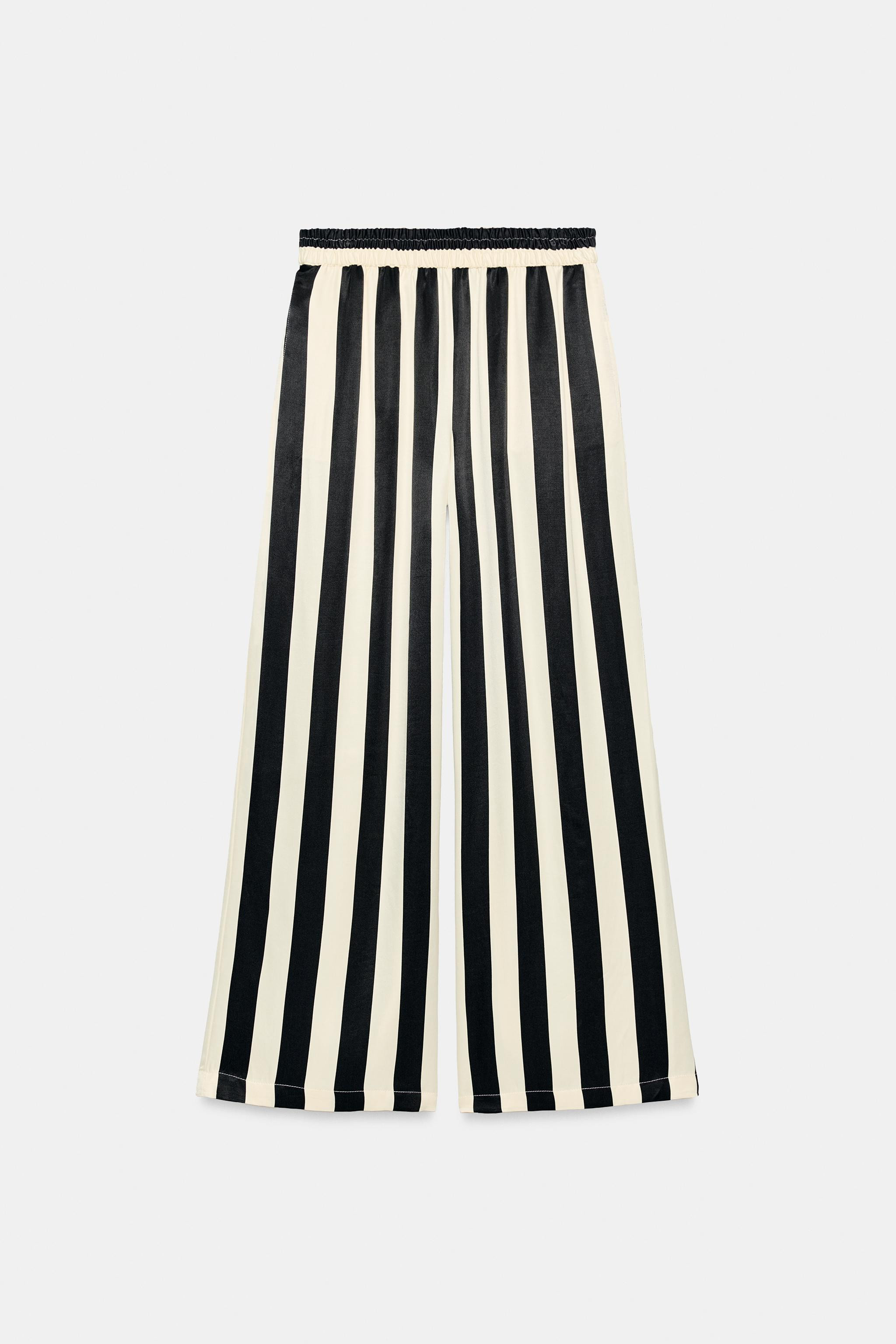 STRIPED WIDE LEG PANTS | Zara US