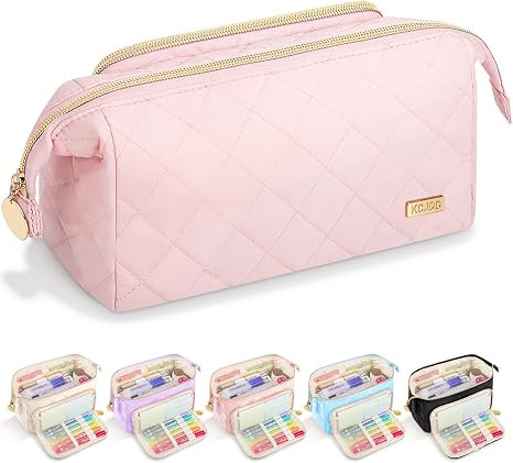 Large Pencil Case Wide Opening for School Supplies, Soft Quilted Pencil Pouch Organizer with Zipp... | Amazon (US)