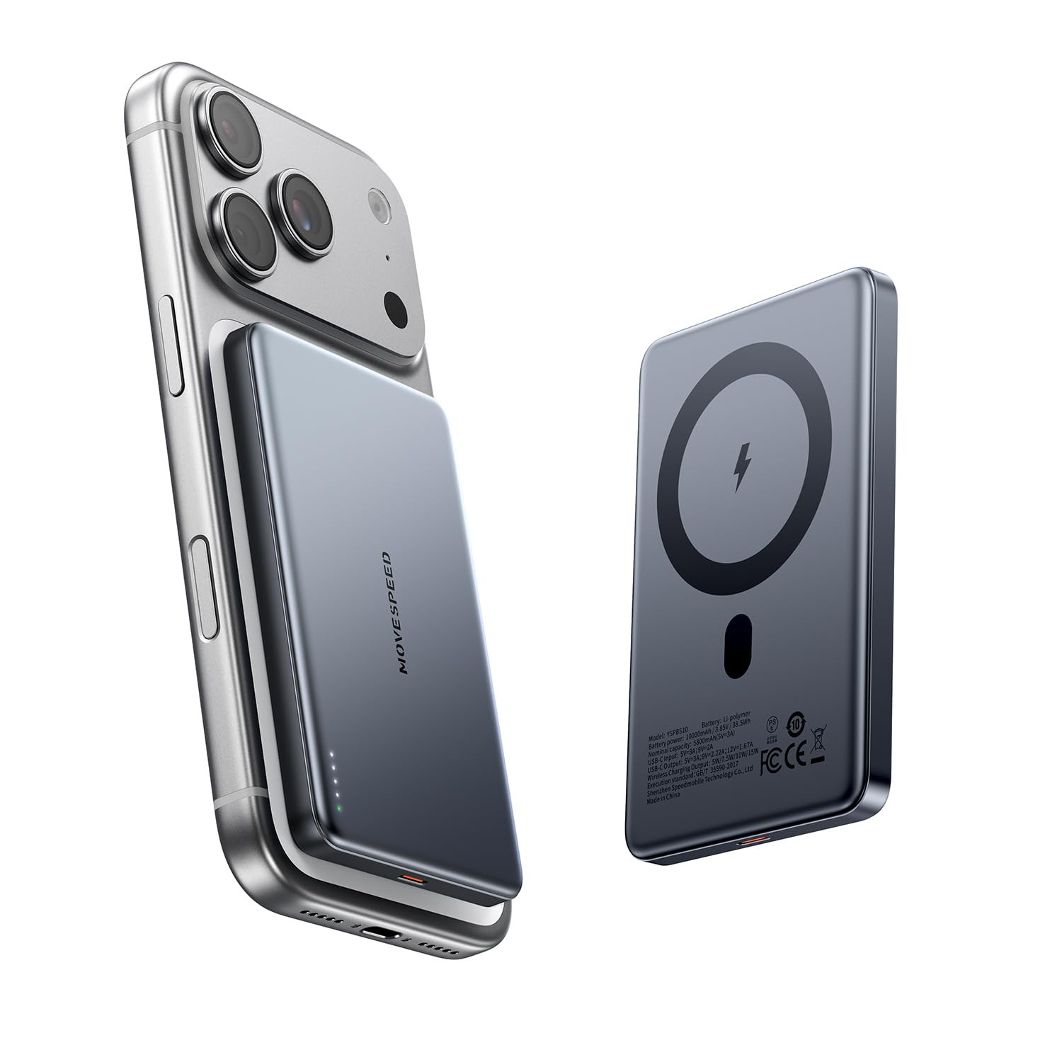 MOVE SPEED 0.5'' 10,000mAh Magnetic Power Bank, MagSafe Portable Charger iPhone 17 Air Accessorie... | Amazon (US)