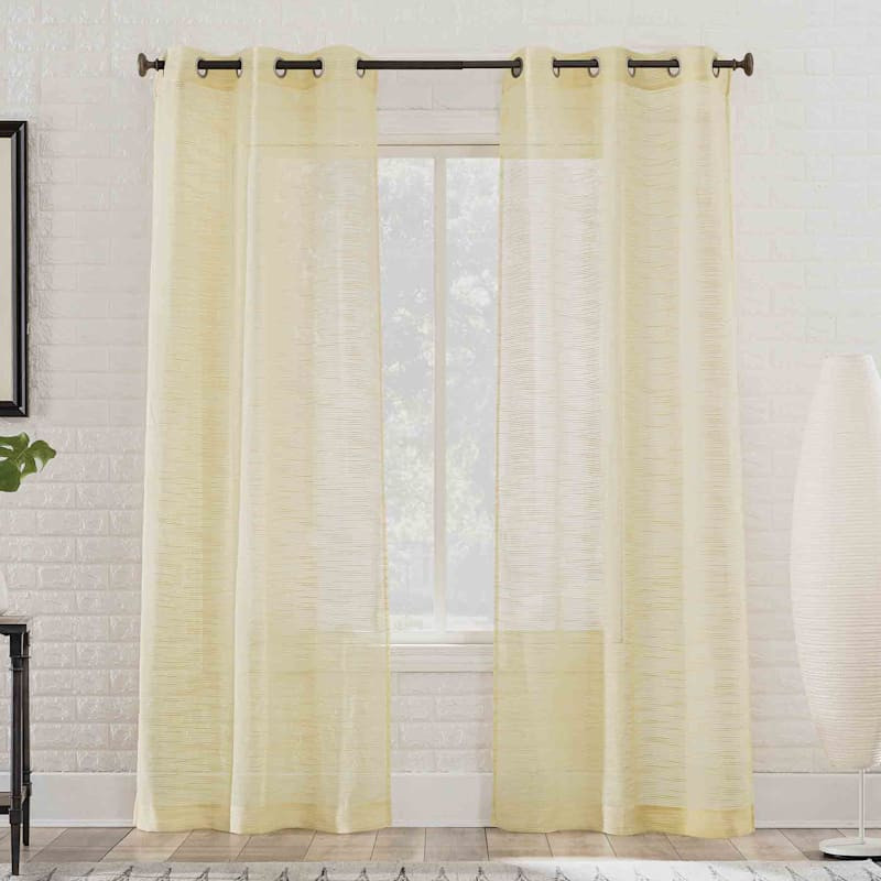 Anja Yellow Grommet Sheer Curtain Panel, 84" | At Home