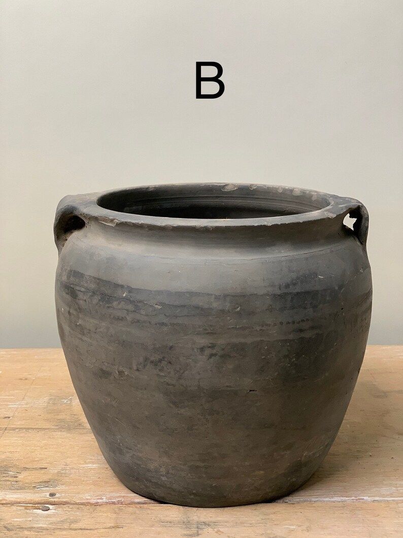 Medium Vintage Black Grey Pot with Handles (Free Shipping) | Etsy (US)