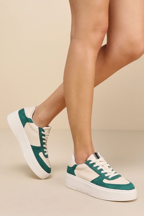 Shirley Forest Green Color Block Flatform Sneakers | Lulus