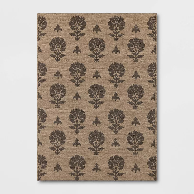 5'x7' Block Print Outdoor Area Rug Blue - Threshold™ | Target