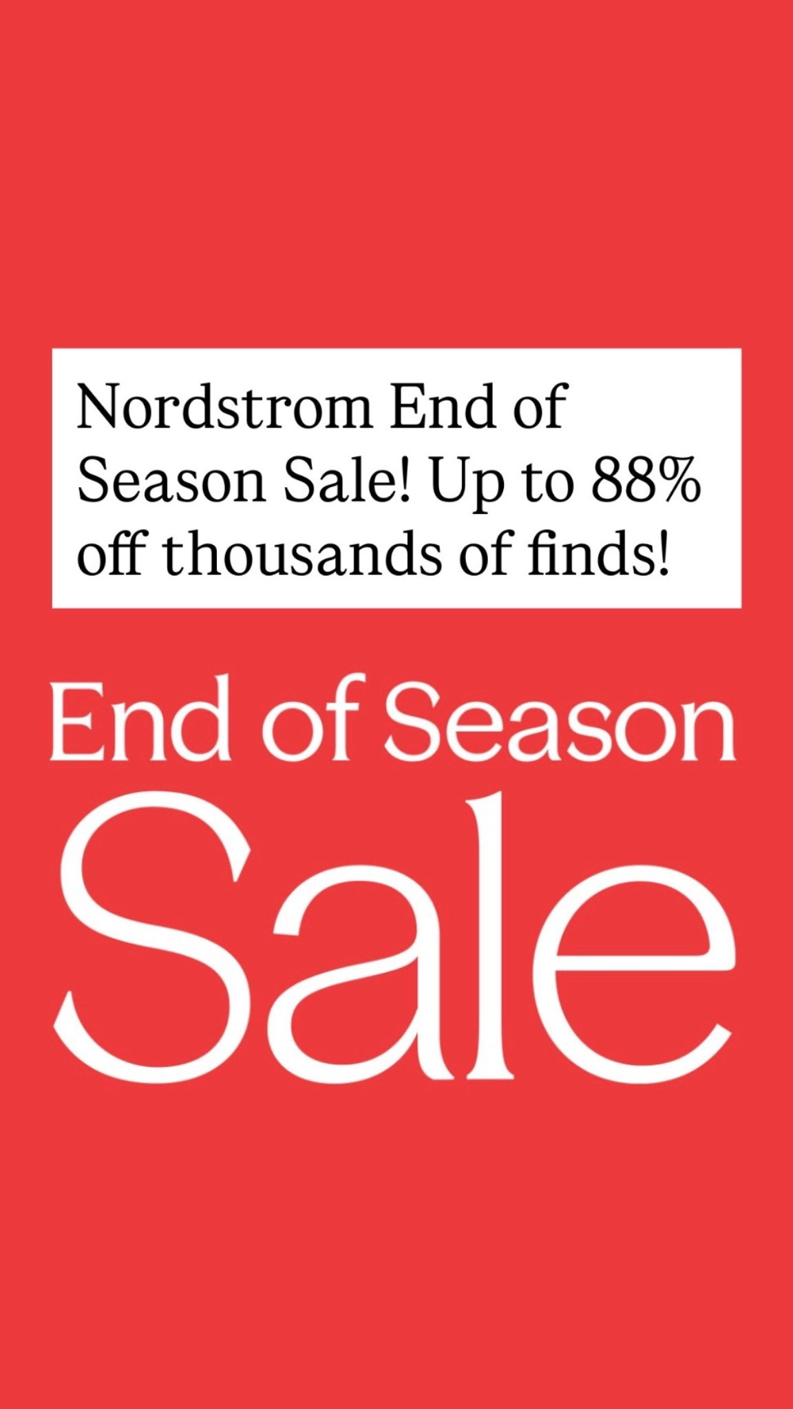 🚨Just dropped! Nordstrom End of Season Sale! Thousands of finds are up to 88% off, link attached!

#LTKSaleAlert #LTKgrwm #LTKSeasonal