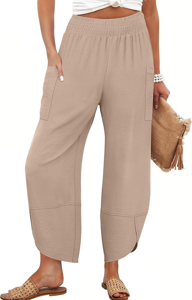 ANRABESS Womens Wide Leg Palazzo Capri Pants 2026 Summer Casual Loose High Waisted Lounge Flowy C... | Amazon (US)