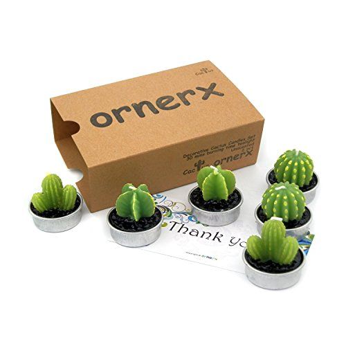 Ornerx Decorative Cactus Candles Tea Light Candles 6 Pcs | Amazon (US)