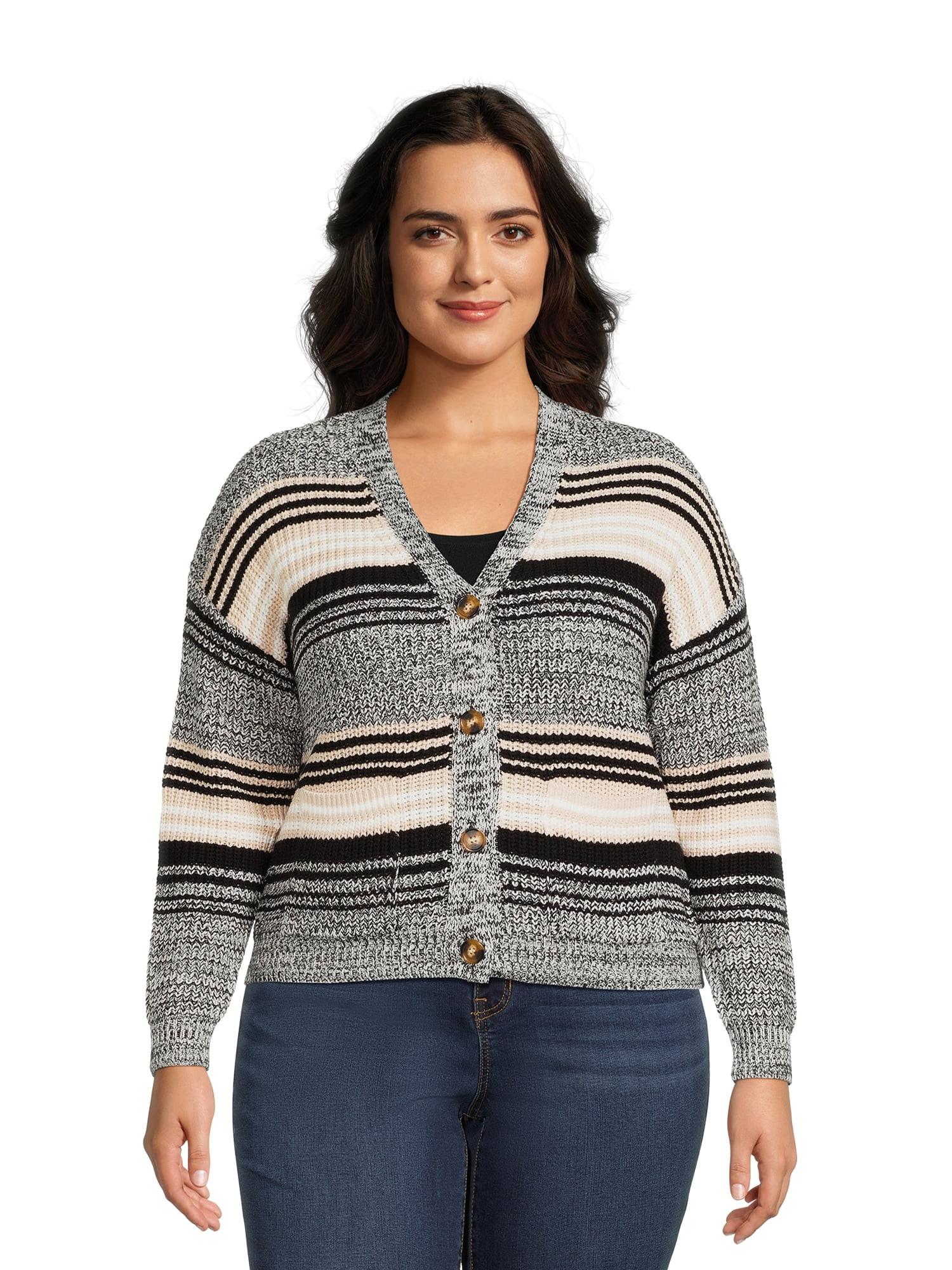 Time and Tru Women's Boyfriend Cardigan Sweater, Midweight, Sizes XS-XXXL - Walmart.com | Walmart (US)