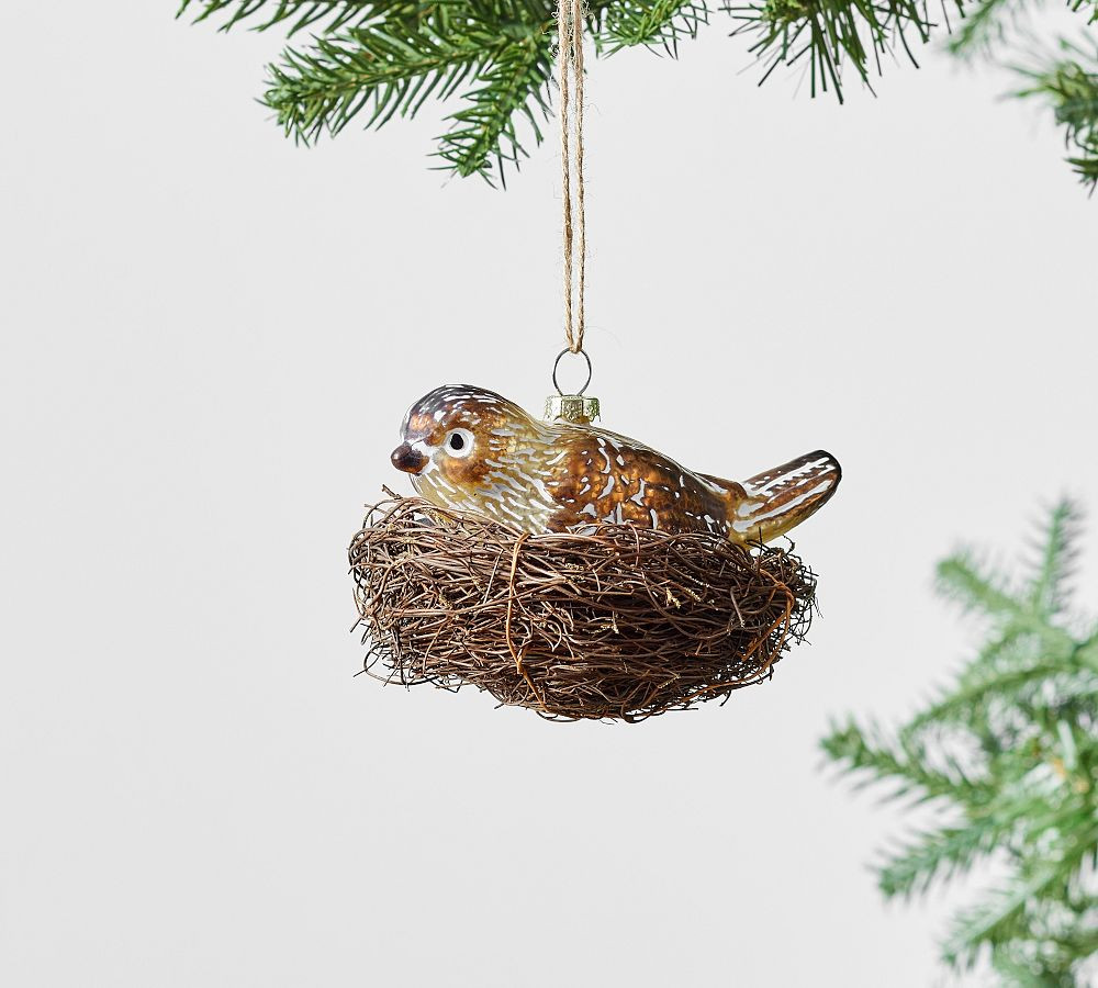 Bird In Nest Ornament, Brown | Pottery Barn (US)