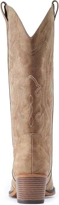 IUV Cowboy Boots For Women Western Cowgirl Boots with Chunky Heel Mid Calf Snip Toe Ideal for low... | Amazon (US)