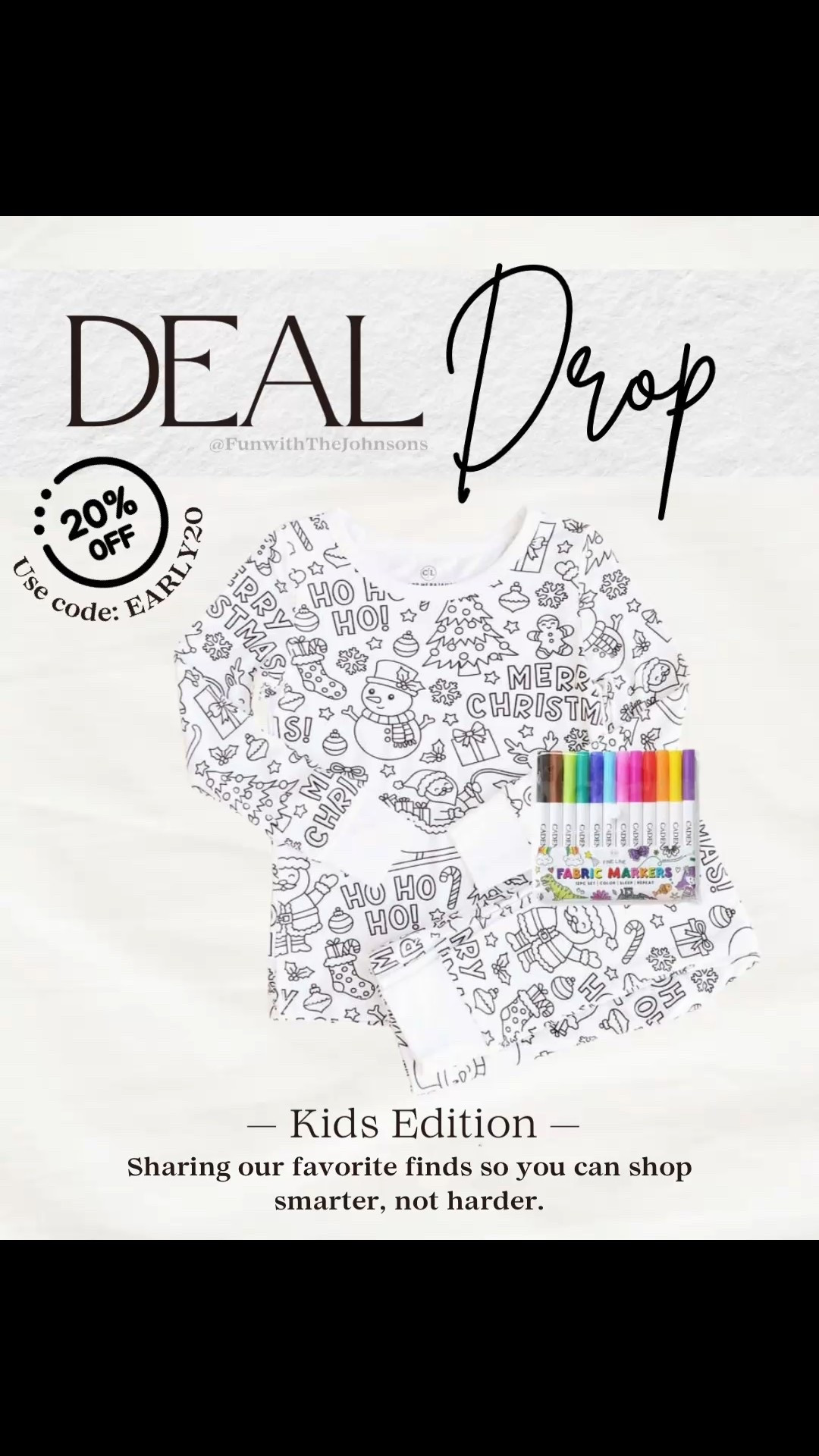 Bedtime just got way more fun with these colorable bamboo pajamas! 🎨✨ Use code EARLY20 for 20% off. Kids can design their own PJs with fabric markers (not included), and because they’re made from breathable bamboo, they’re perfect for sensitive skin. Such a cute holiday gift idea for creatives, craft-loving kiddos, or matching sibling fun.

Just a heads up: use fabric markers only, place paper underneath while coloring, and wash after 24 hours. These turn into the sweetest keepsakes!
#colorablepajamas #creativekids #holidaygiftguide #bamboopajamas 

#LTKHoliday #LTKGiftGuide #LTKKids