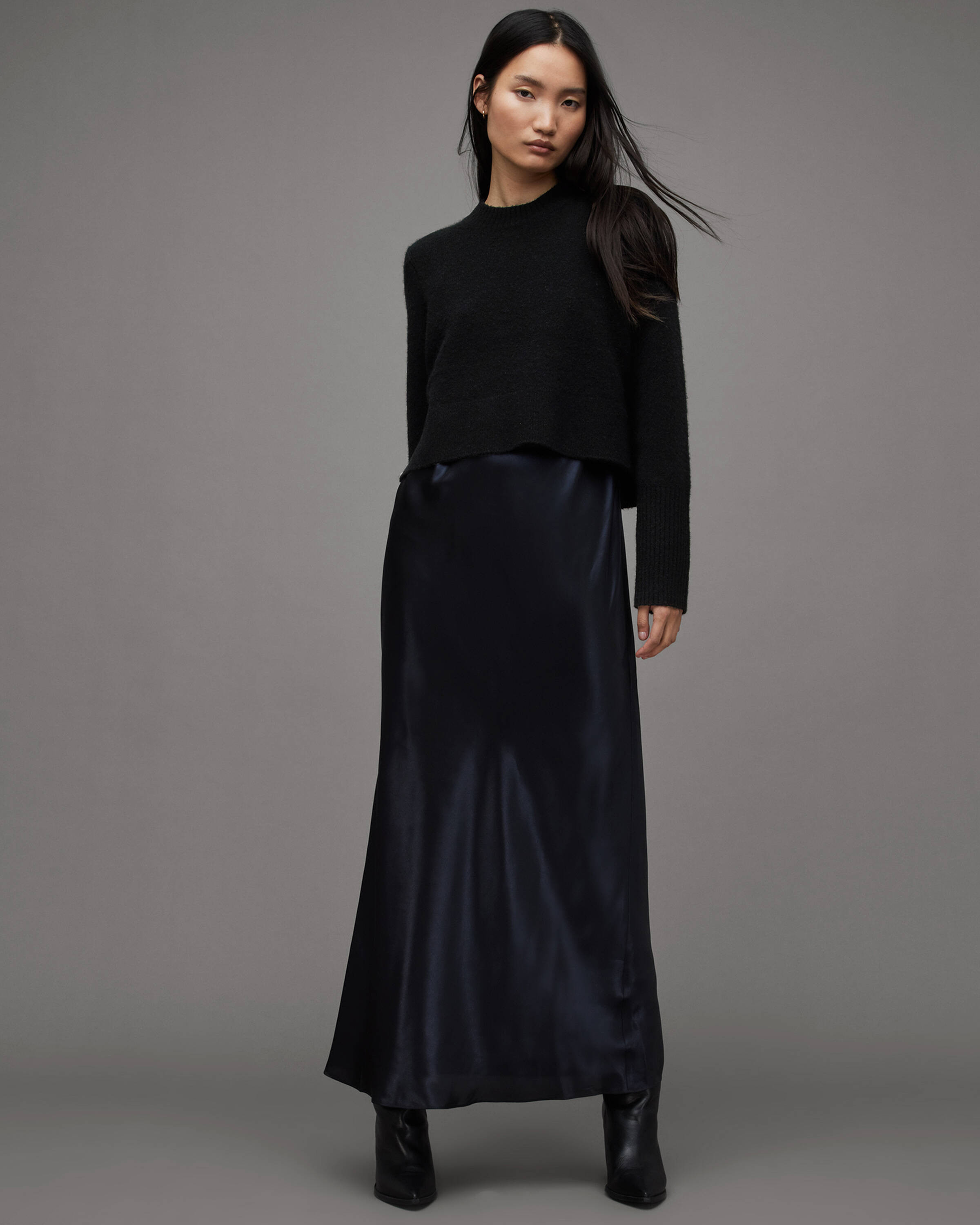 Wick Crew Neck Soft Ribbed Sweater Black | ALLSAINTS US | AllSaints US