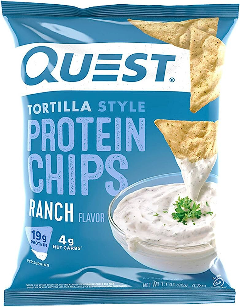 Quest Nutrition Tortilla Style Protein Chips, Ranch, Baked, High Protein, Low Carb, Gluten Free, ... | Amazon (US)