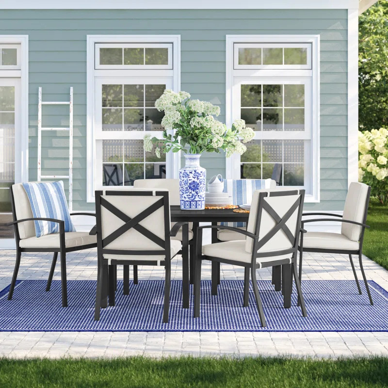 Halles 6 - Person Patio Dining Set with Rectangular Table , Cushions Included | Wayfair North America
