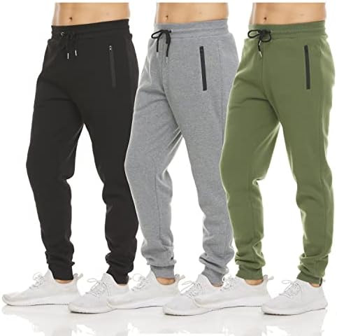 PURE CHAMP Mens 3 Pack Fleece Active Athletic Workout Jogger Sweatpants for Men with Zipper Pocke... | Amazon (US)