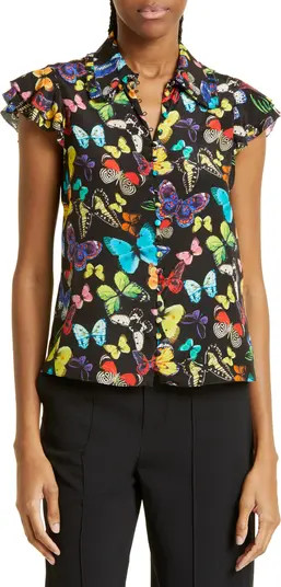 Martel Butterfly Print Silk Blouse | Nordstrom
