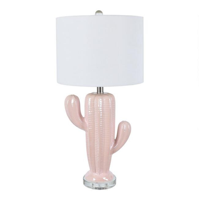 Pink Pearl Ceramic Cactus Table Lamp | World Market