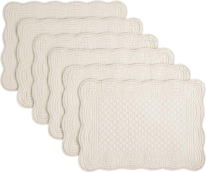 HOMBYS Quilted Placemats Set of 6 Washable-13x18 inches Rectangular Placemats for Kitchen Table-1... | Amazon (US)