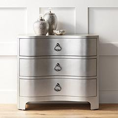 City Lights 34" Wide 3-Drawer Champagne Silver Leaf Chest | Lamps Plus