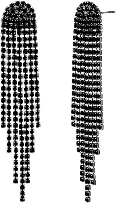 Mlouye 3.3"L Rhinestone Earrings Dangling Long Fringe Crystals Chandelier Dangle Drop Earrings fo... | Amazon (US)