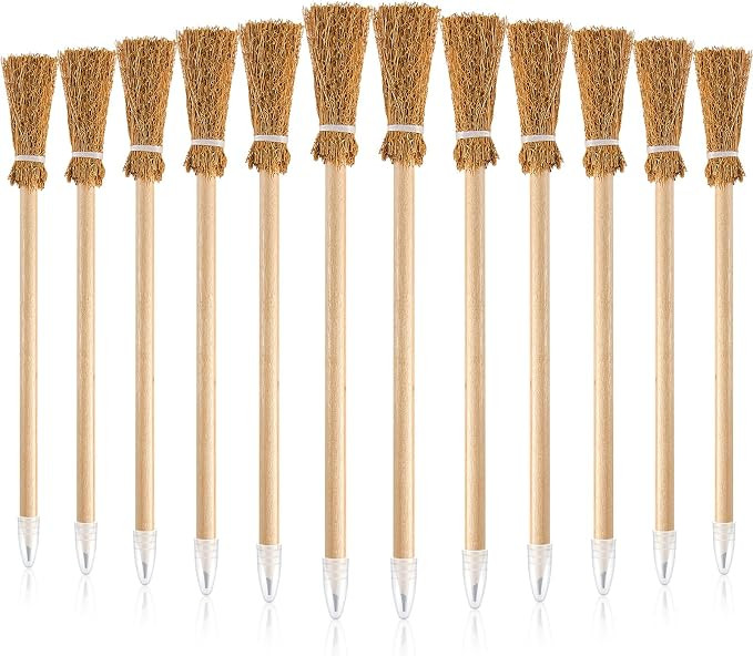 Zonon 12 Pieces Witch Broom Pencils for Halloween Broomstick Ballpoint Pencils Halloween Party Fa... | Amazon (US)