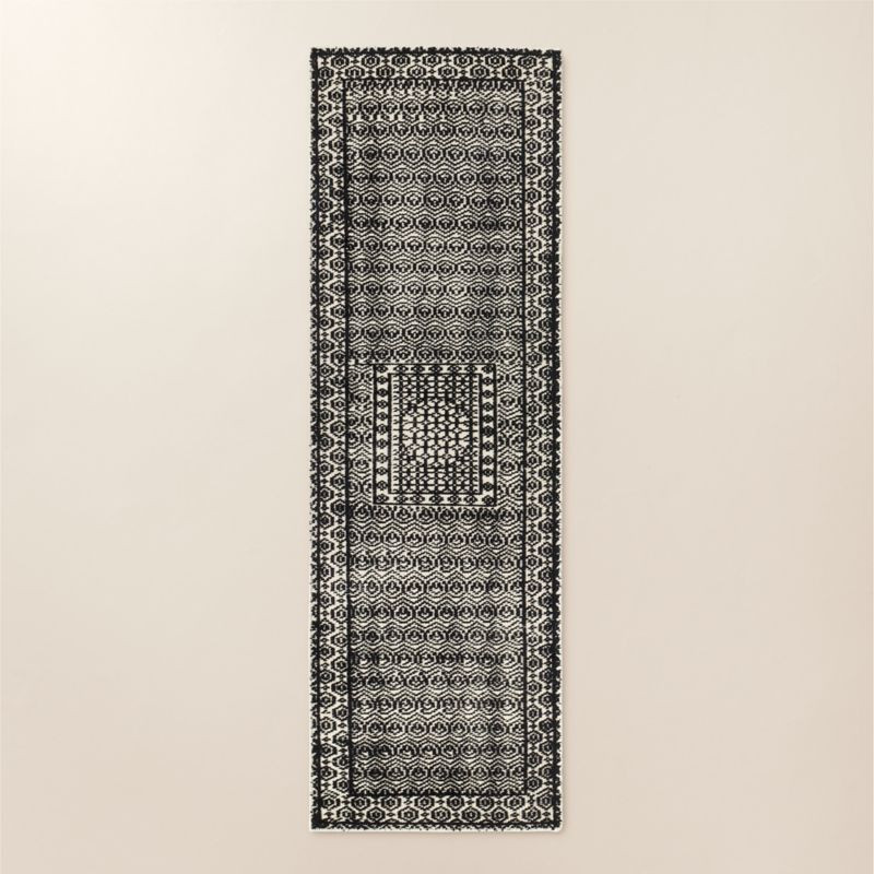 Calero Hand-Knotted Black New Zealand Wool Runner Rug 2.5'X8' + Reviews | CB2 | CB2