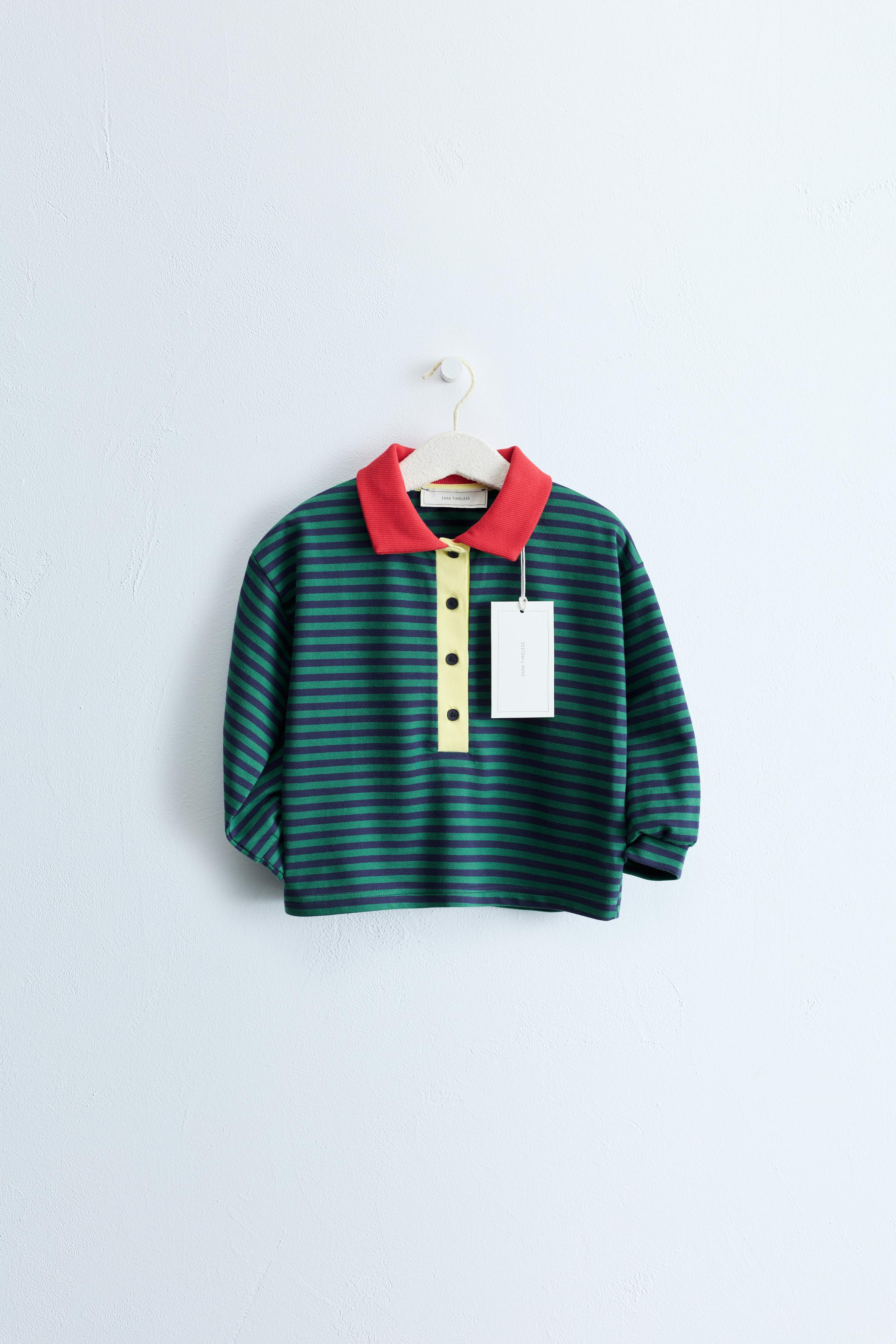 ZARA TIMELESS - CONTRAST COLLAR STRIPED POLO SHIRT | Zara US