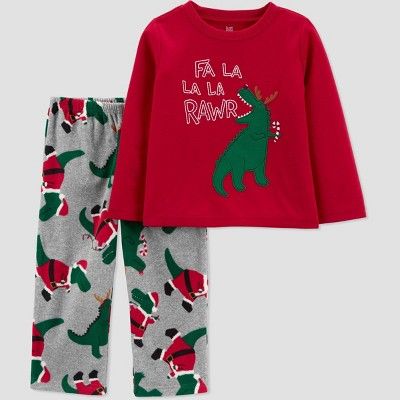 Toddler Boys' 2pc Santa Dino Fleece Pajama Set - Just One You® made by carter's Gray | Target