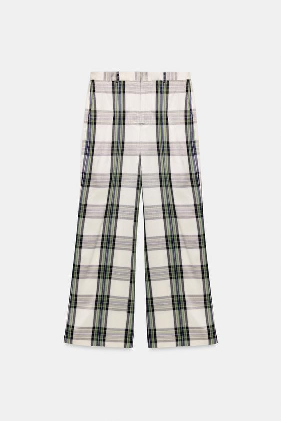 ZW COLLECTION PLAID FLOWY PANTS | Zara US