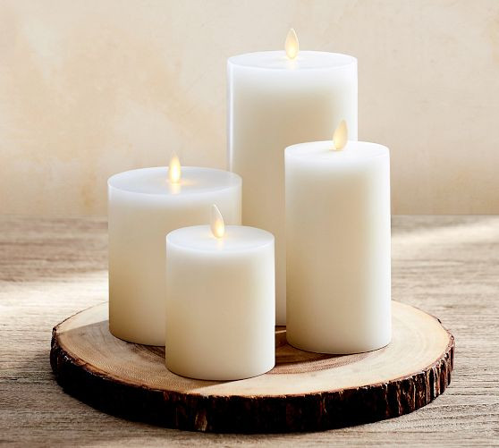 Premium Flickering Flameless Wax Pillar Candle | Pottery Barn (US)
