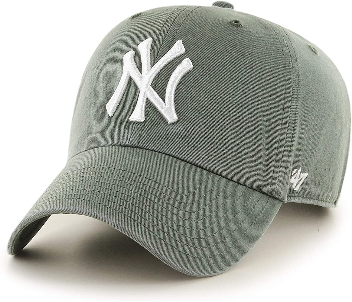 '47 New York Yankees Clean Up Dad Hat Cap Strapback Moss (Olive) Green/White | Amazon (US)