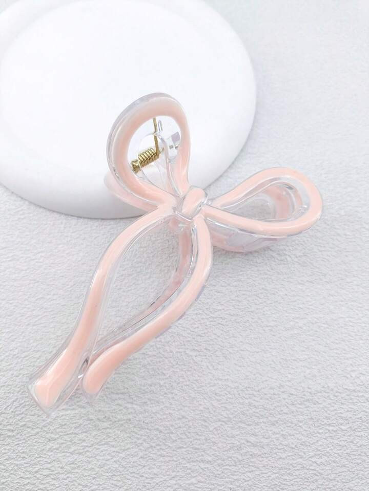 1pc Plastic Hair Claw Clip With 13cm Ribbon Bow & Drip Decoration For Women's Daily Wear Casual | SHEIN