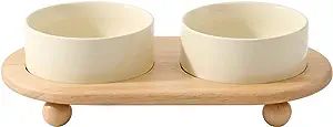 Havniva Ceramic Elevated Cat Food and Water Bowl , Kitty Bowl , Raised Cat Dish , Cat Feeder (2 x... | Amazon (US)