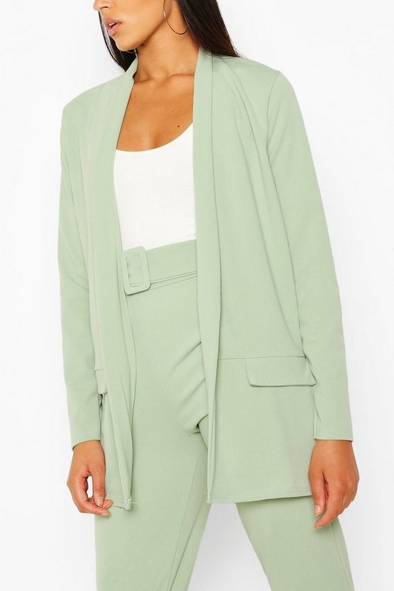 Tailored Blazer & Self Fabric Belt Pants Suit Set | Boohoo.com (US & CA)