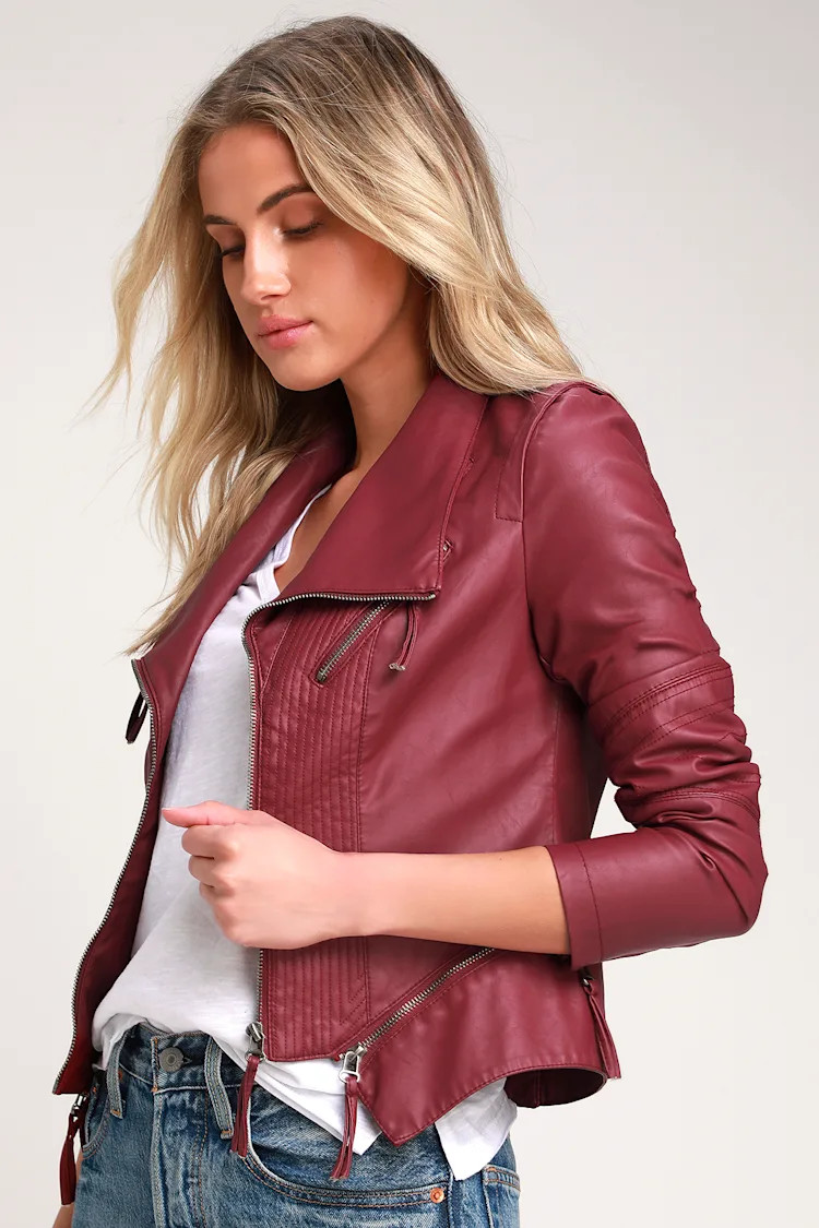 Up on a Tuesday Burgundy Vegan Leather Jacket | Lulus (US)