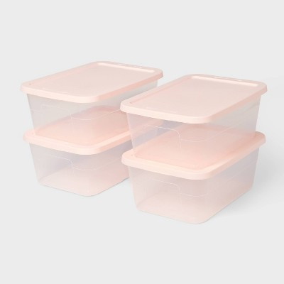 16qt 4pk Clear Tote with Pink Lids - Brightroom™ | Target