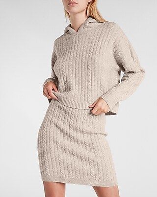 Cable Knit Hooded Sweater | Express