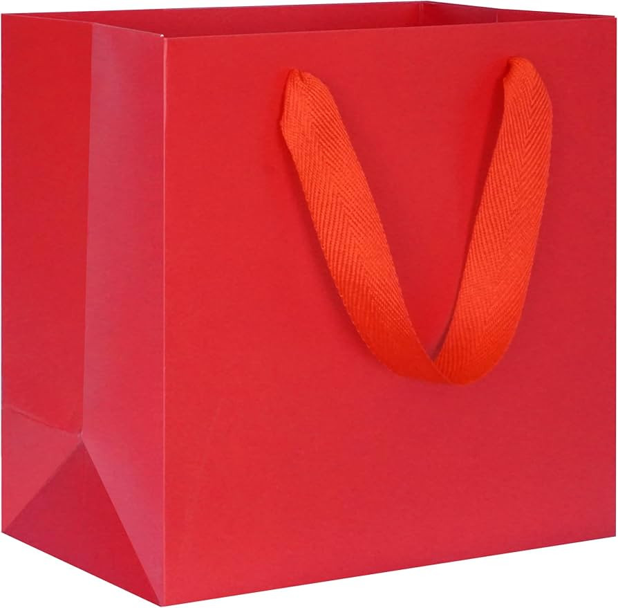 KEYYOOMY Red Gift Bags with Handles, Square Body Wide Bottom Kraft Paper Gift Bags Party Favor Ba... | Amazon (US)