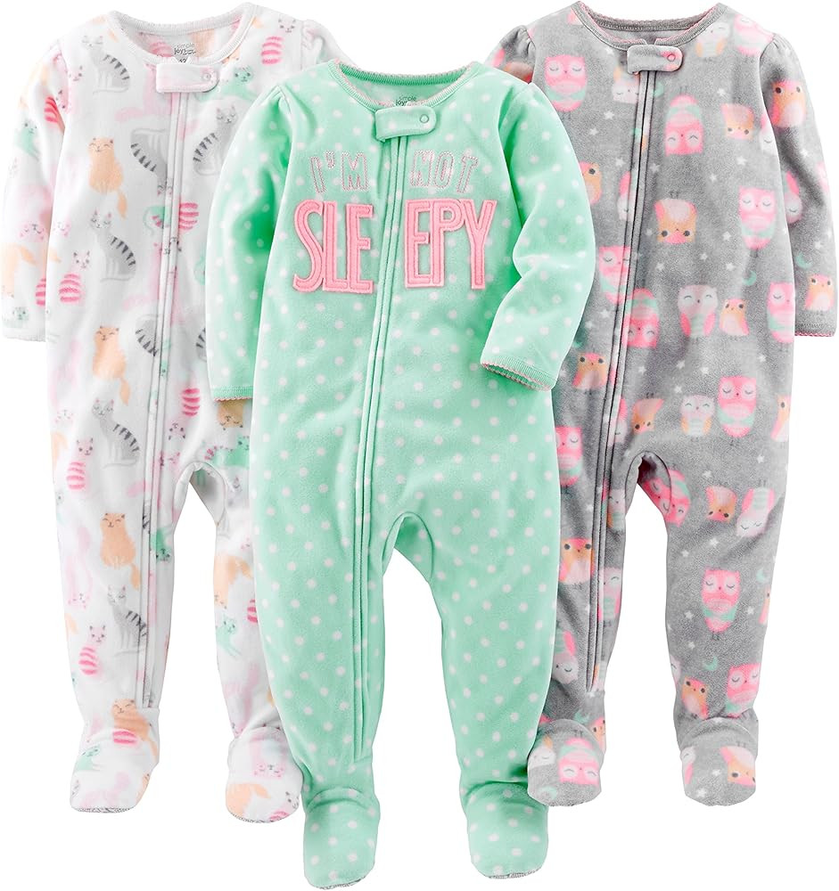 Simple Joys by Carter's Toddlers and Baby Girls' Loose-Fit Flame Resistant Fleece Footed Pajamas,... | Amazon (US)