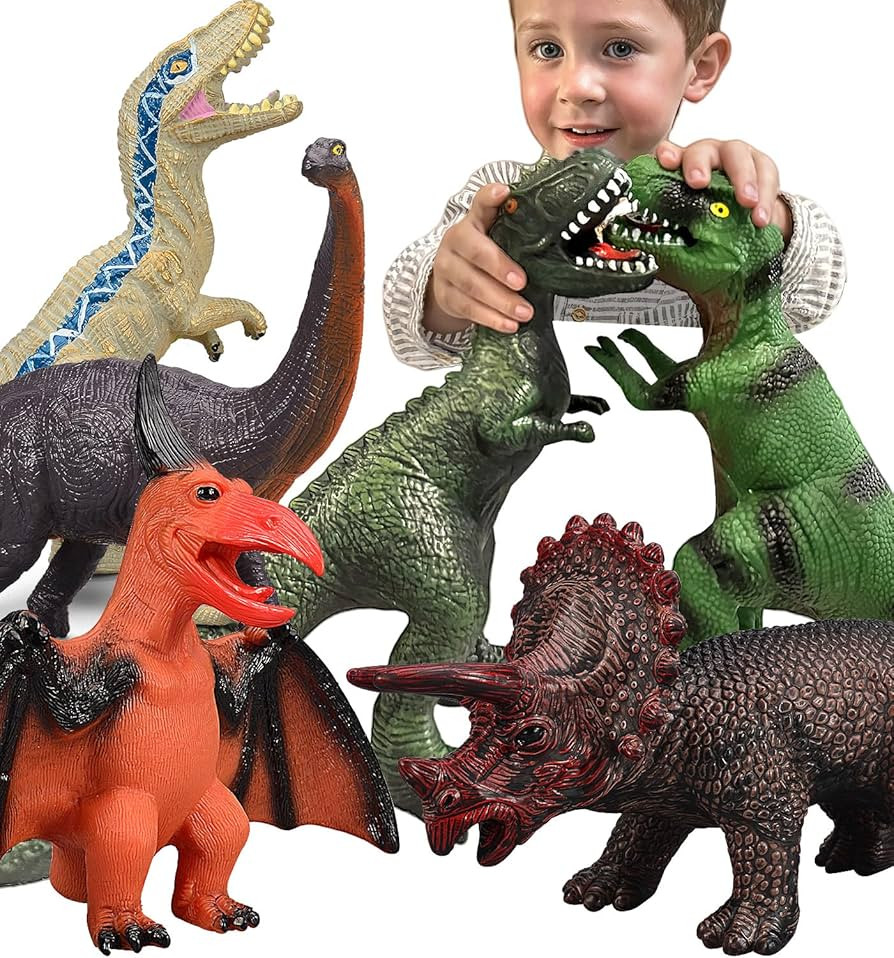 Gzsbaby 6 Piece Jumbo Dinosaur Toys for Kids 3-5 and Toddlers, Large Soft Dinosaur Toys for Lover... | Amazon (US)
