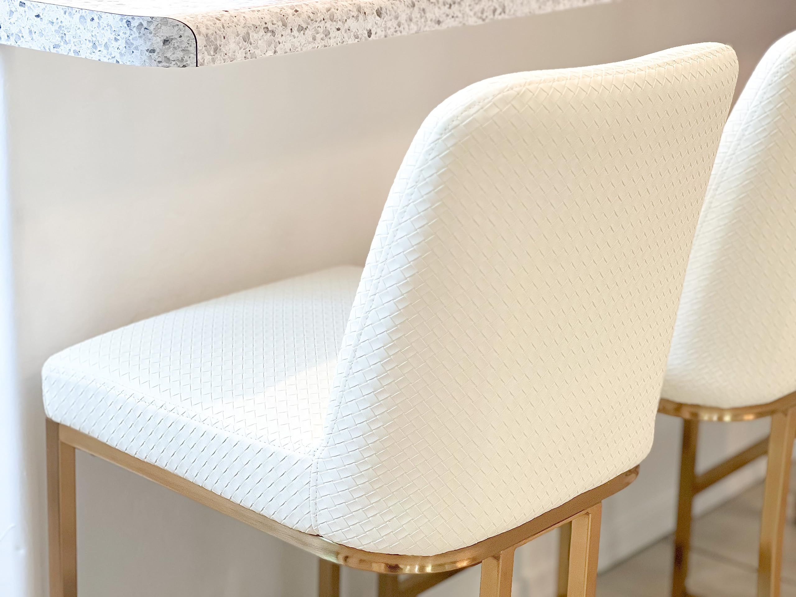 MAISON ARTS White & Gold Counter Height Bar Stools with Backs Set of 2 for Kitchen Counter 24 Inc... | Amazon (US)
