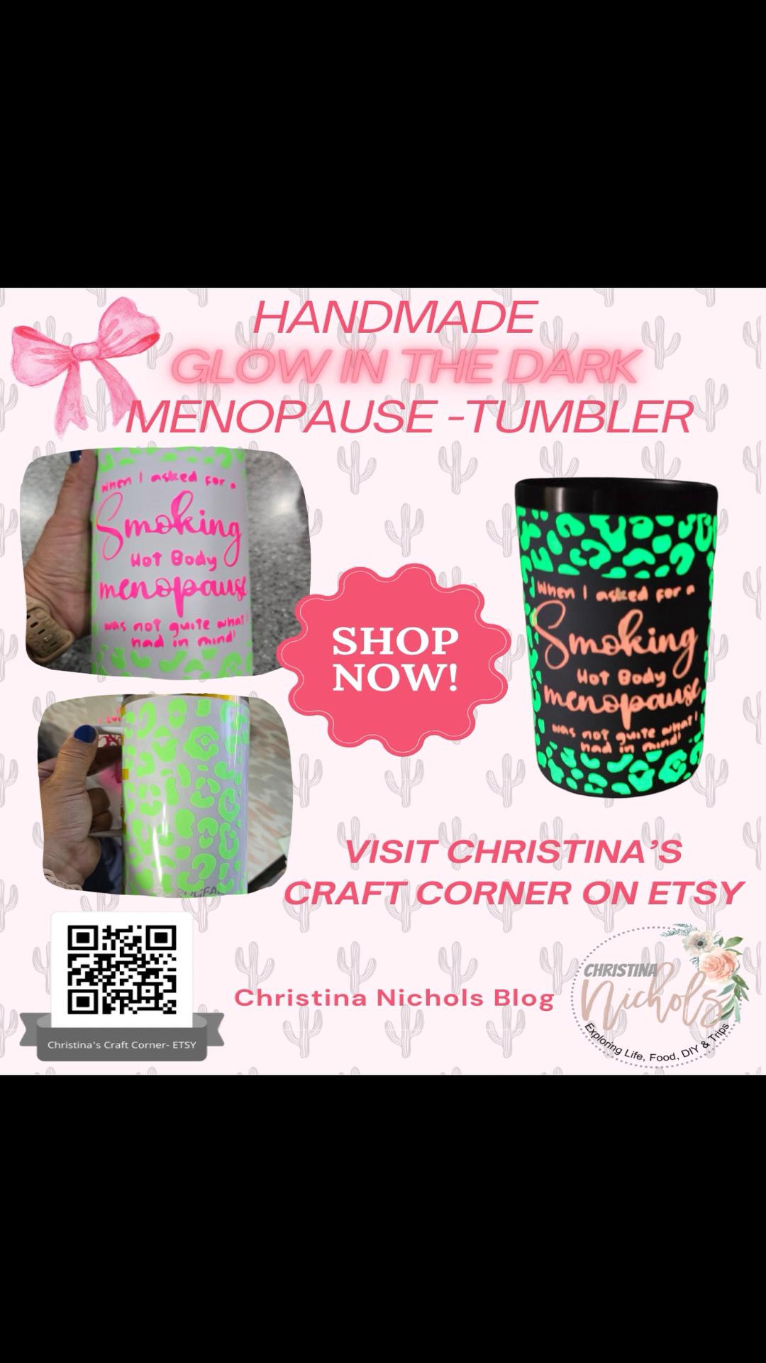 OMG ladies, talk about HOTT FLASHES. Menopause is no joke!
To make it more tolerable I made this cute GLOW IN THE DARK tumbler, easy to find at night and keeps the water Xtra cold!
#handmade #customcup #menopausefunny #icecoldwater #customtumbler #Ltk #glowinthedark 

#LTKhome #LTKVideo #LTKfindsunder100